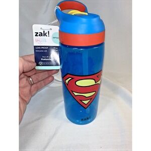 Zak! Superman Man of Steel  DC Comics 25 Oz Flip Top Water Bottle Blue NWT